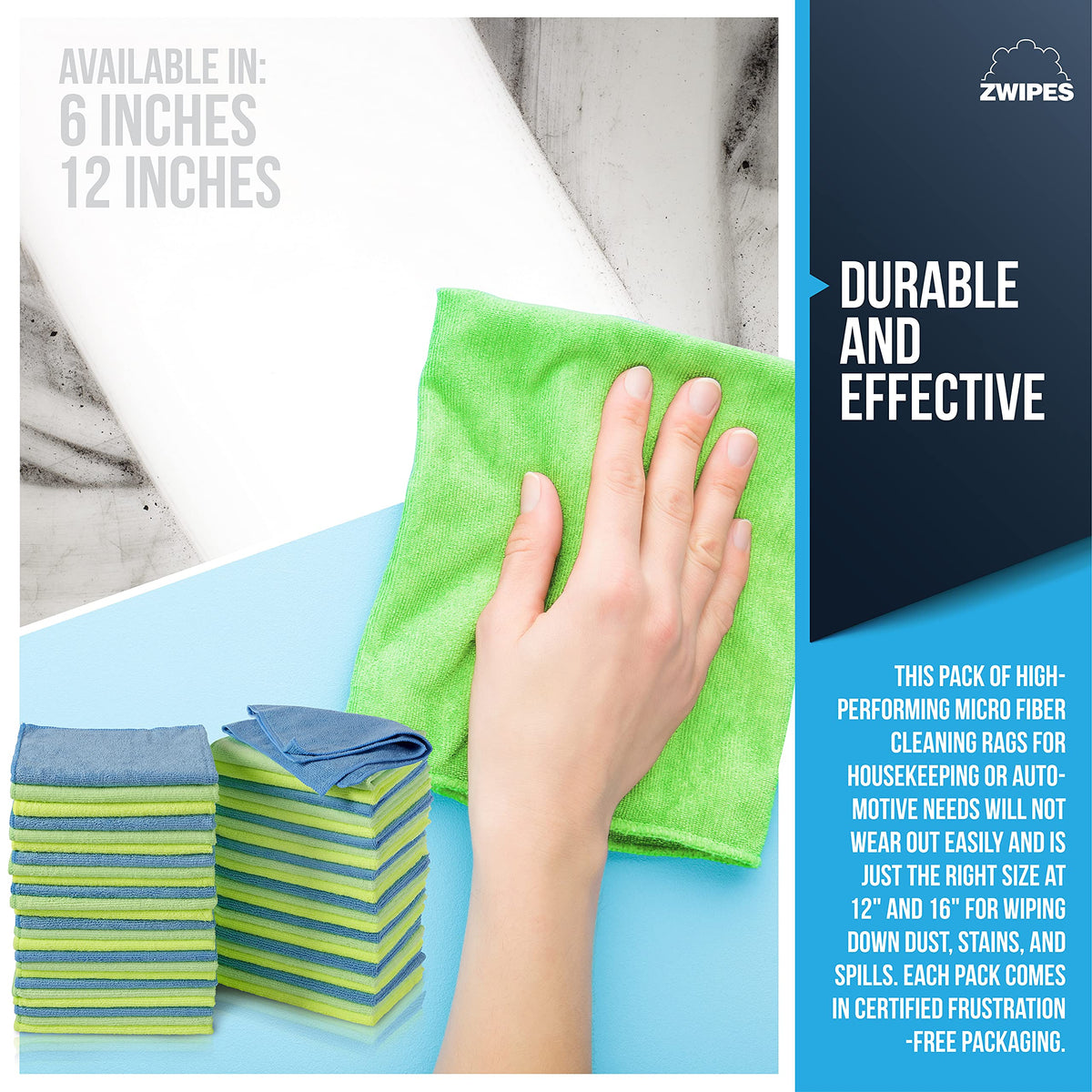 Zwipes Microfiber Cleaning Cloths, 48 Pack