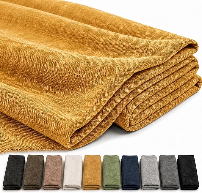 Mini Chenille Linen Blend Upholstery Fabric by the Yard, 57 Inch Wide Soft