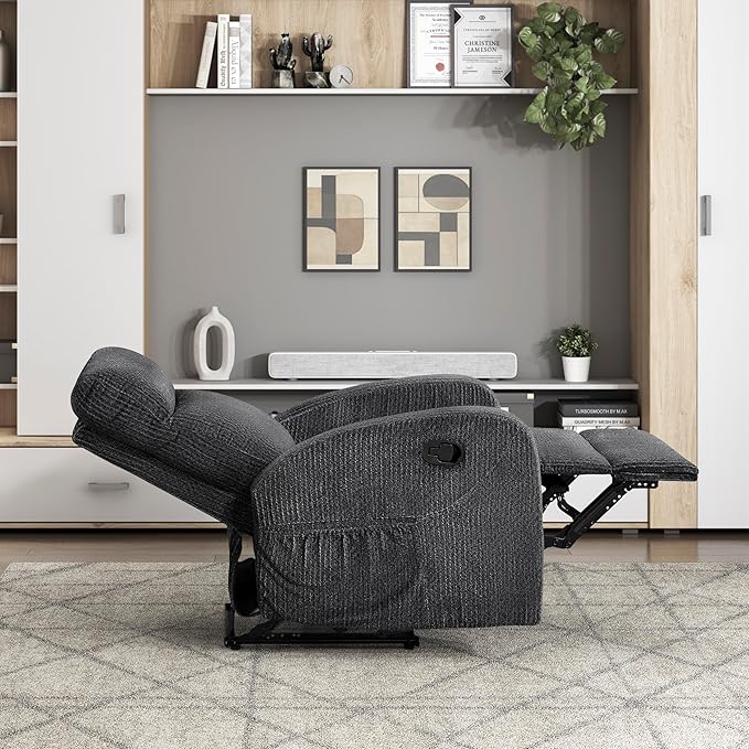 Lexicon Manual Recliner Chair, Textured Microfiber Reclining Chair, Wall Hugger
