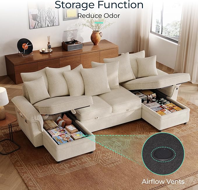 LINSY HOME Oversized Sectional Sleeper Sofa