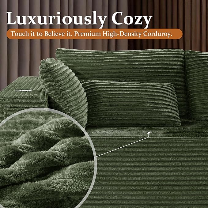 138" Cloud Sectional Couch, Comfort U Shaped Sofa