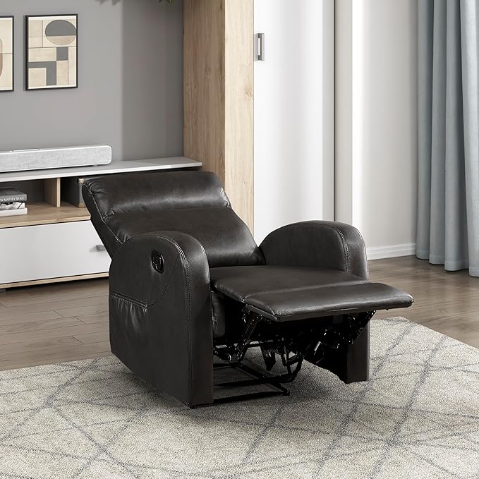 Lexicon Manual Recliner Chair, Faux Leather Reclining Chair, Wall Hugger