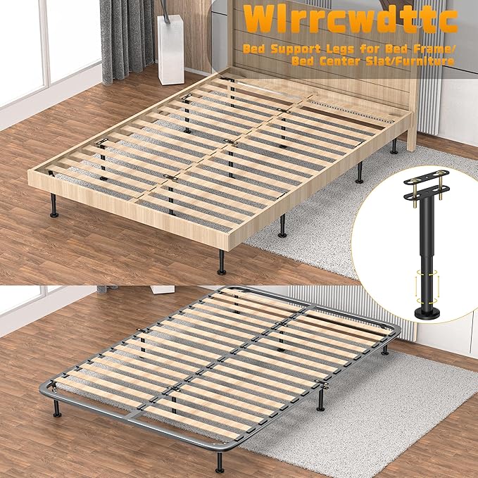 Wlrrcwdttc 4 Pcs Adjustable Height Bed Support Legs 5.9-10.5 inch, Bed Frame