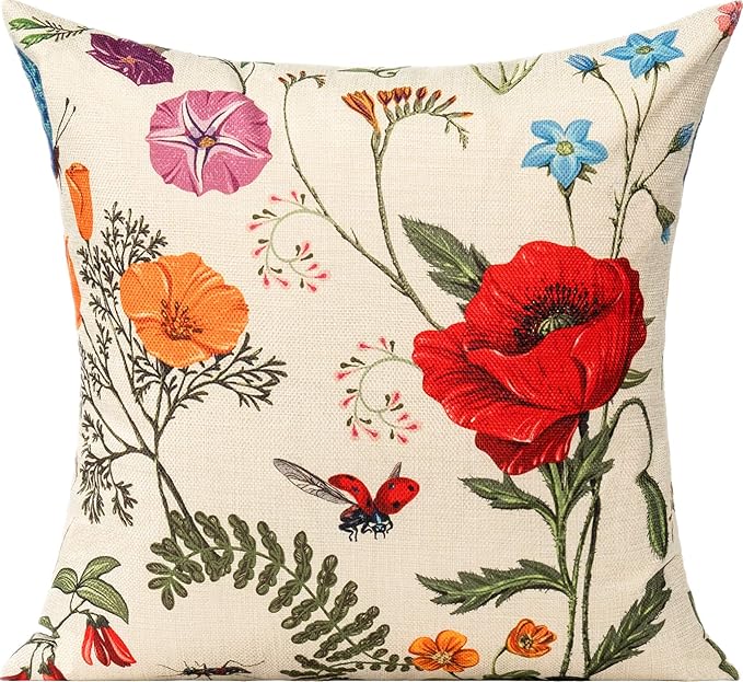 All Smiles Outdoor Patio Throw Pillow Covers 18x18 Set of 4 Spring Summer