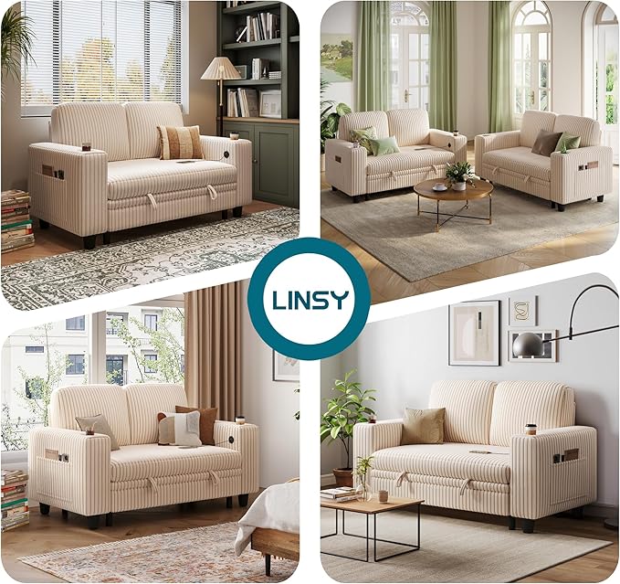 LINSY HOME Loveseat Sofa with Storage