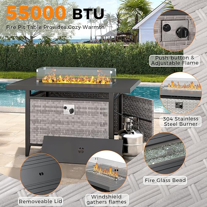 6-Seat Modern Outdoor Wicker Rattan Patio Furniture Set