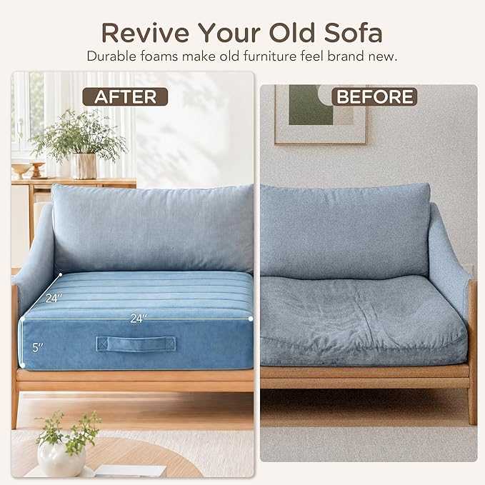 Codi Thick Replacement Couch Cushions 2 Sets, Upholstery Foam