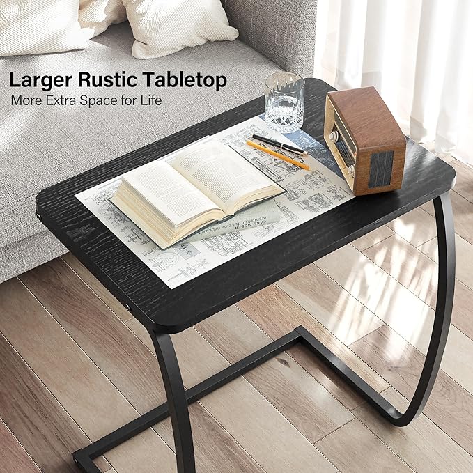 SRIWATANA Side Table, End Table, Vintage C-Shaped Couch Table