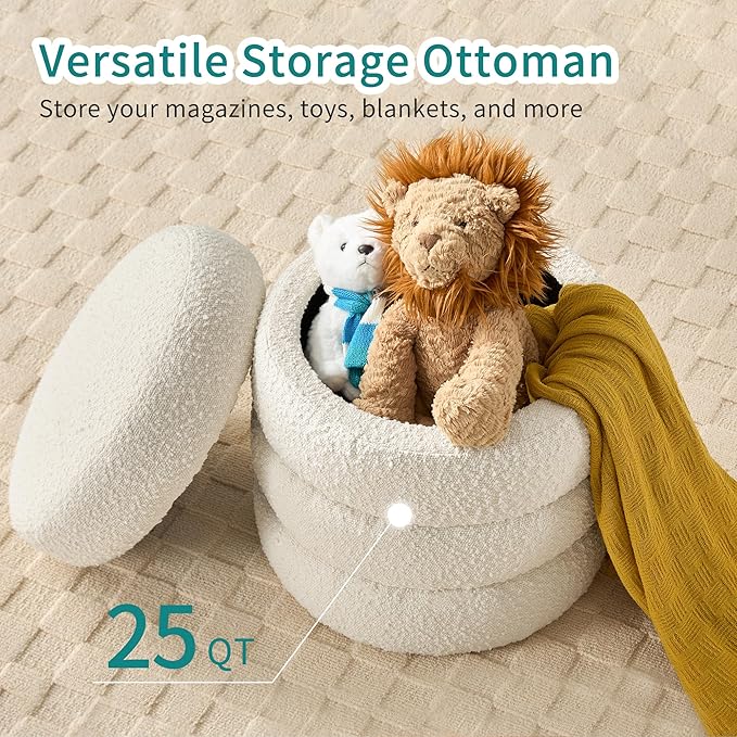 Busaurus Round Ottoman with Storage