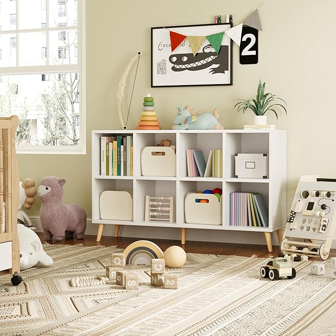 8-Cube Bookshelf 2 Tier Modern Bookcase