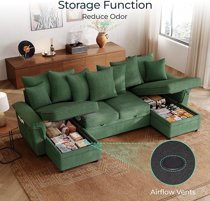 LINSY HOME Oversized Sectional Sleeper Sofa
