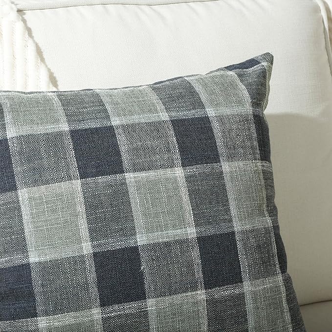 Stellhome Pack of 2 Linen Buffalo Check Decorative Throw Pillow Covers