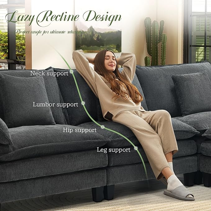 Cloud Couch, Deep Seat Couches for Living Room, Bedroom and Apartment, L Shaped