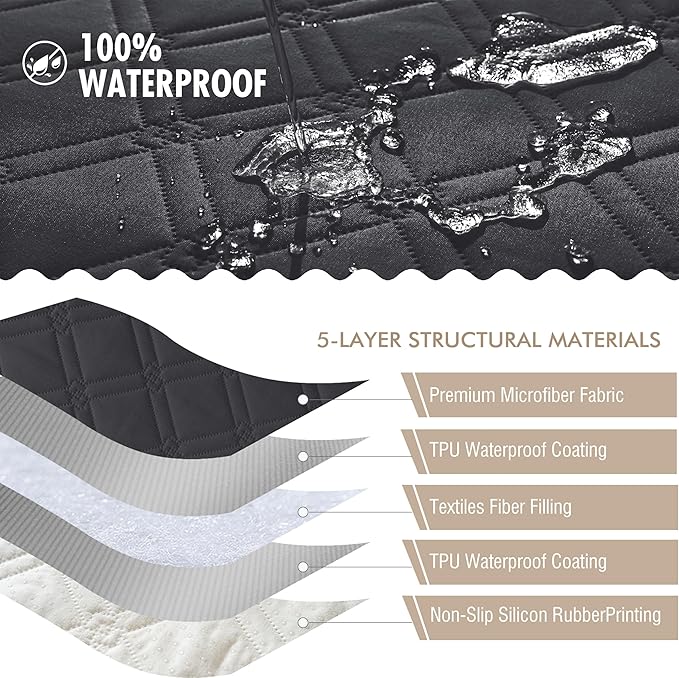 Genina Waterproof Couch Cover, Washable Anti-Slip 67 inch Sofa Covers