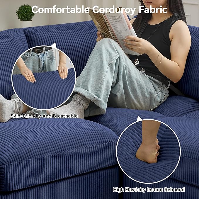 87.5'' L Shaped Modular Sectional Sofa, 3 Seater Cloud Couch