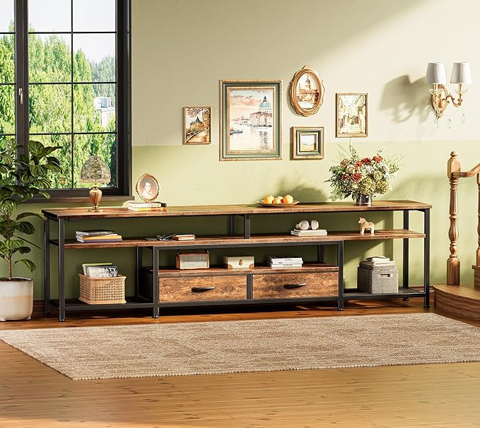 Huuger TV Stand for 75 80 Inch TV, Entertainment Center