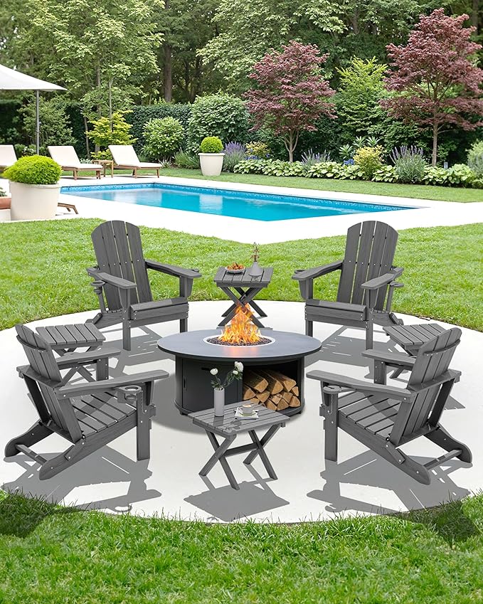 SERWALL Small Folding Side Table, HDPE Outdoor End Table