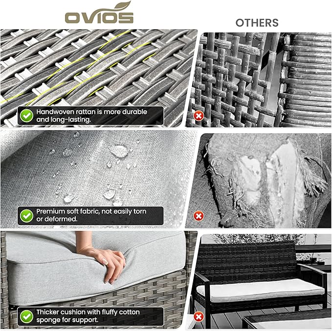 ovios 8-Piece Patio Furniture Set, Outdoor Wicker Sofa