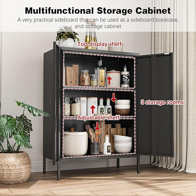 Bevivog Metal Locker Storage Cabinet, Home Office Metal Storage Cabinet Small