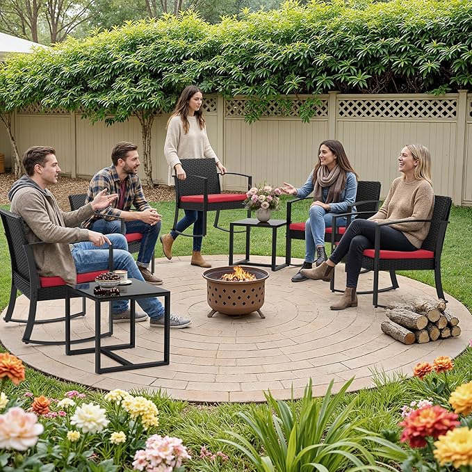 Homall Patio Furniture Set 3 Piece Resin Outdoor Bistro Set Rocking Patio Chairs