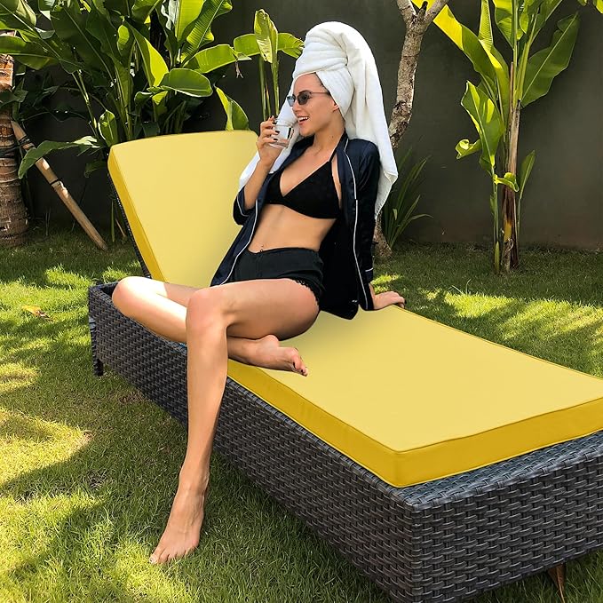Chaise Lounge Cushion for Outdoor Furniture, Waterproof Fade and Tear Resistant