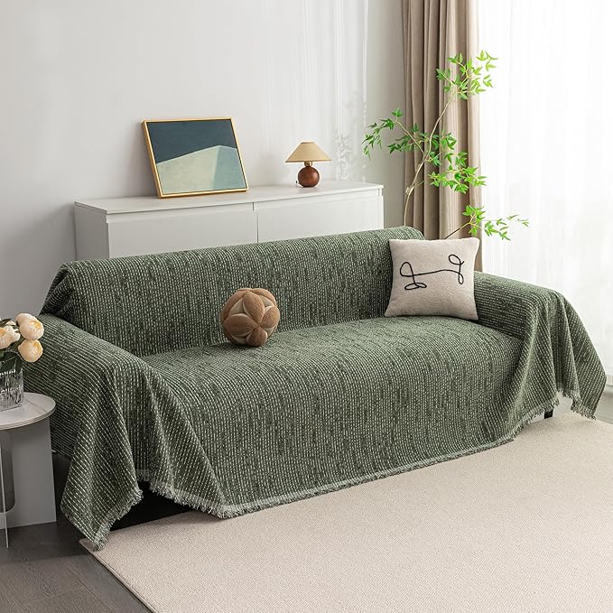 MYSKY HOME Loveseat Cover Moss Green Couch Cover Sectional Couch Covers