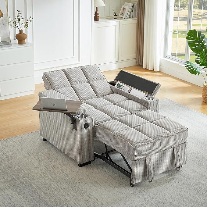 Auvsoce 3-in-1 Folding Convertible Sofa Bed Set of 2, Sleep Couch