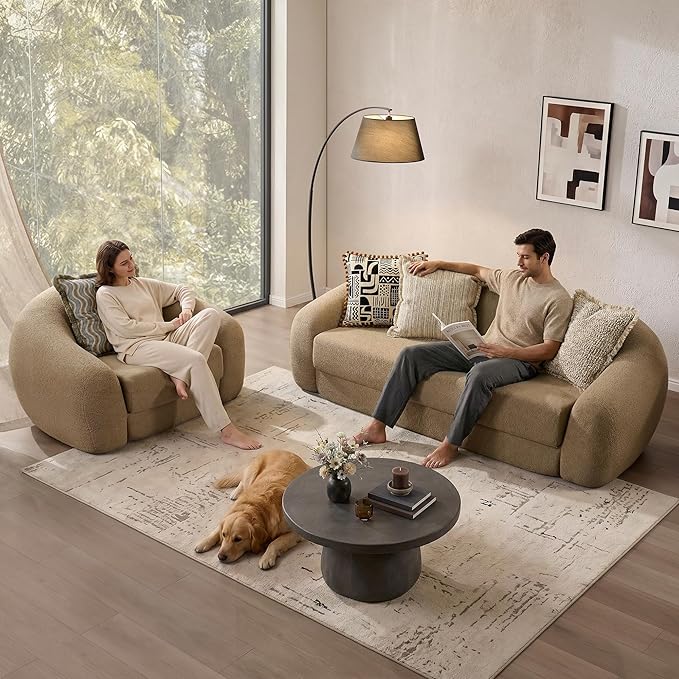 SICOTAS 49.9" Curved Convertible Sofa Couch Bed