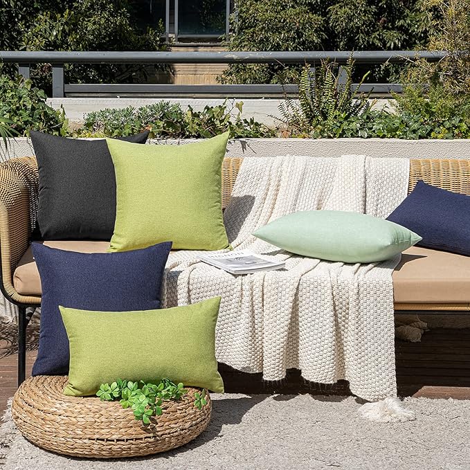 MIULEE Pack of 2 Decorative Outdoor Solid Waterproof Throw Pillow Covers Euro