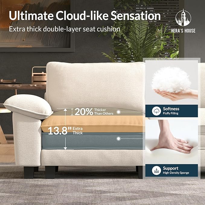HERA'S HOUSE 124" Modular Sectional Sofa, Oversized L Shaped Couches