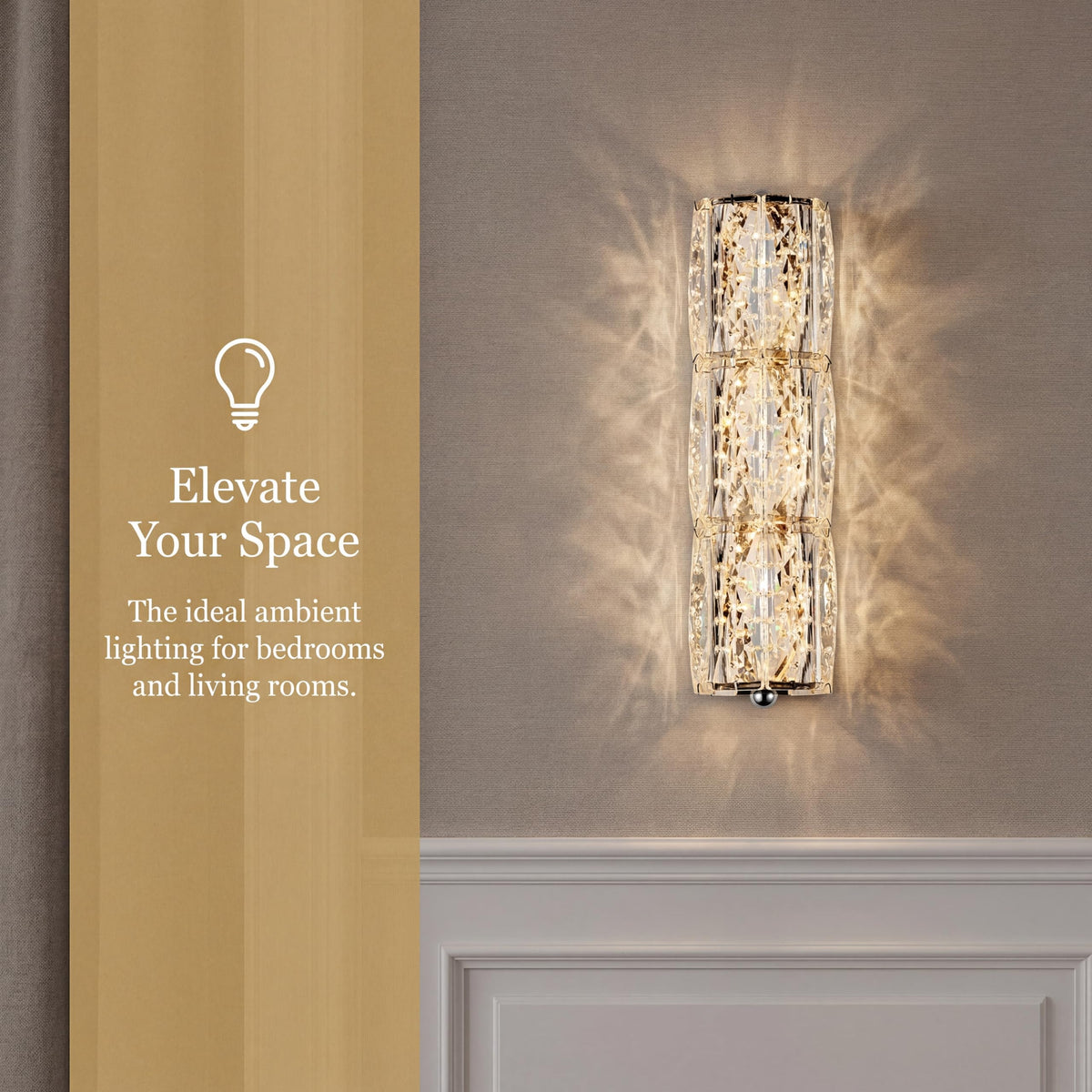 AOLALA Crystal Wall Sconces 3"x12.6" Modern LED Chrome Wall Light