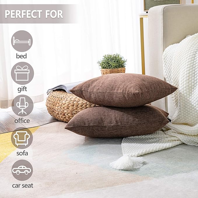 Stellhome Rectangle Linen Throw Pillow Covers Solid Fall Decorative Cushion