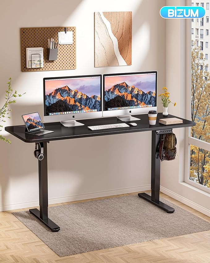 BIZUM Electric Standing Desk 63 x 24 Inch Computer Desk-Gaming Desk Black Home