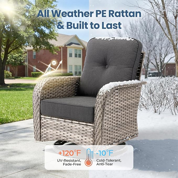 Weaxty Outdoor Swivel Rocker Patio Chairs, 3 Pieces Patio Furniture Set