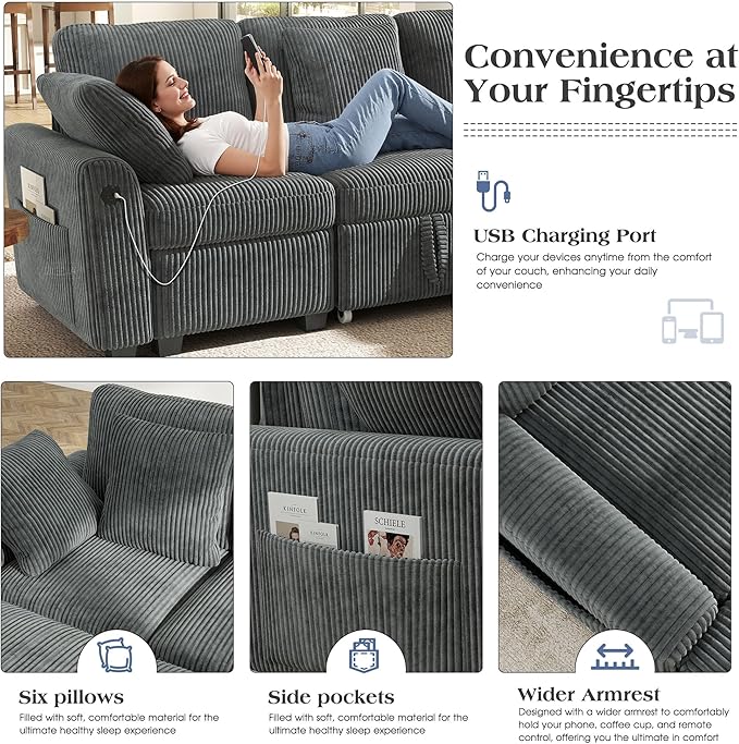 Ihanherry 8-Seater Large Sectional Sofa Bed