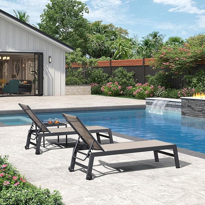 PURPLE LEAF Outdoor Patio Chaise Lounge Set of 4 Aluminum Lounge Chair