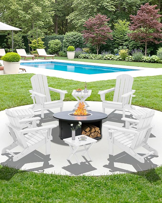 SERWALL Portable Folding Adirondack Table, HDPE Material Outdoor End Table