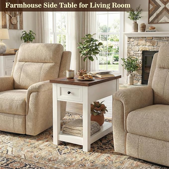 Narrow End Table with Charging Station