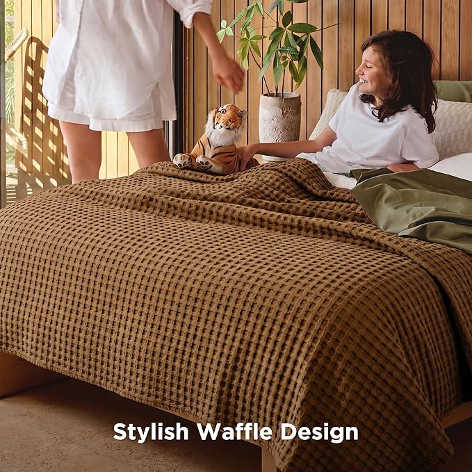 Bedsure Cooling Cotton Waffle Full Size Blanket