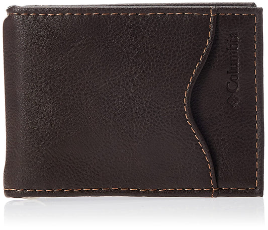 Columbia Men's Leather Front Pocket Wallet Card Holder for Travel