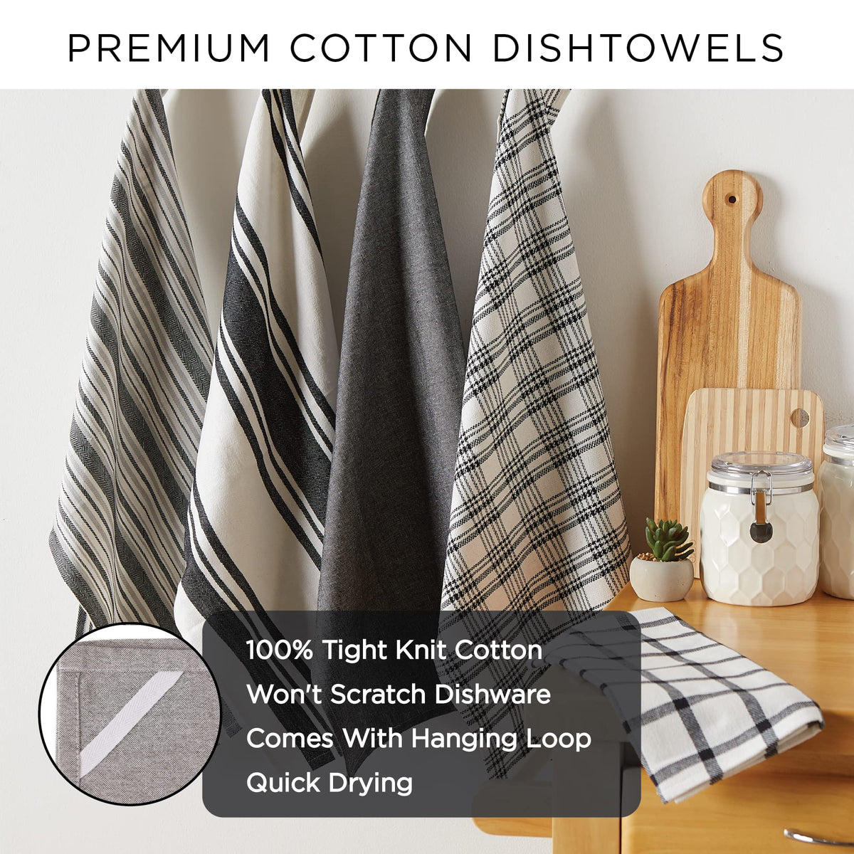 DII Assorted Woven, Kitchen Dishtowel Set, 18x28, Honey Gold, 5 Piece