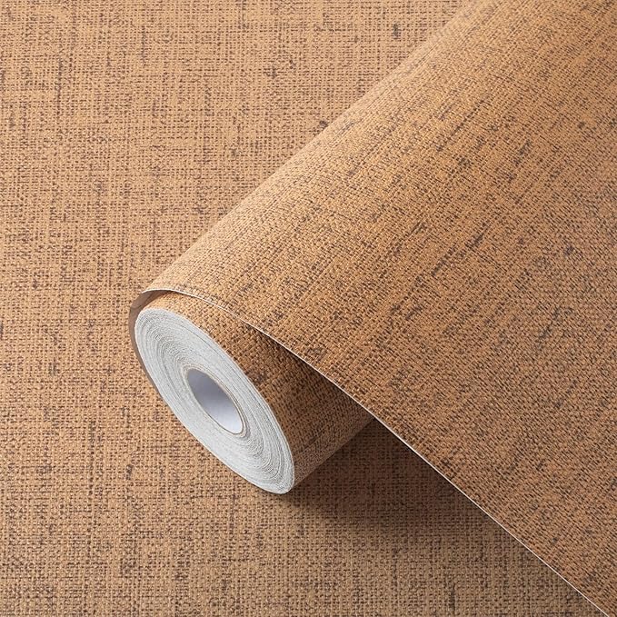 Brown Grasscloth Peel and Stick Wallpaper Textured Contact Paper Removable