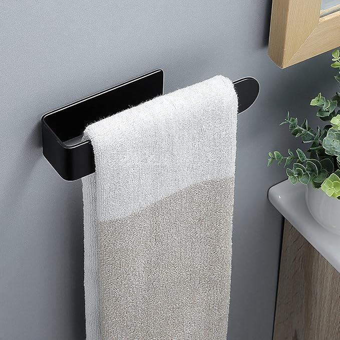 Taozun Hand Towel Bar Bathroom Towel Holder Black Single Towel Rack Self