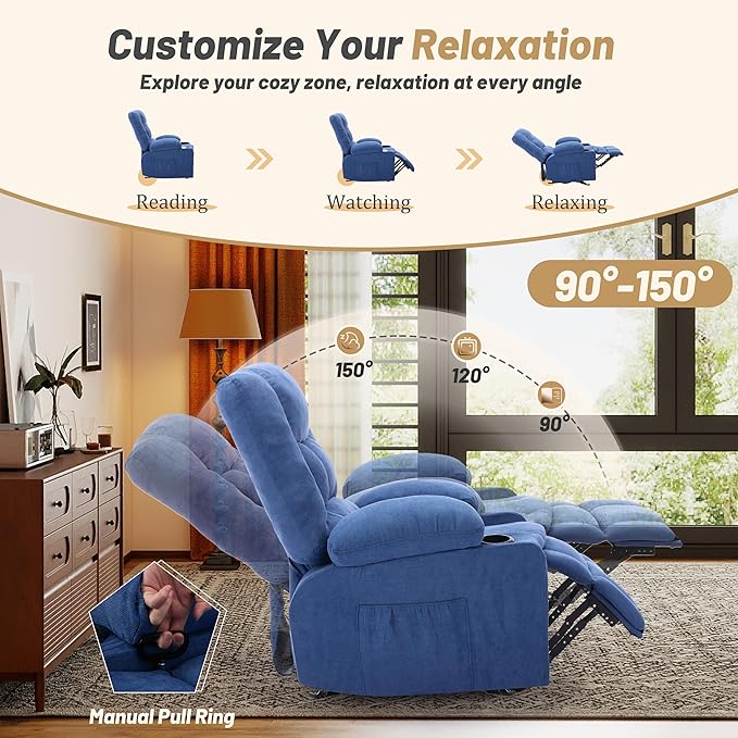 Rocker Recliner Chair with Massage and Heat, Nursery Rocking Chairs