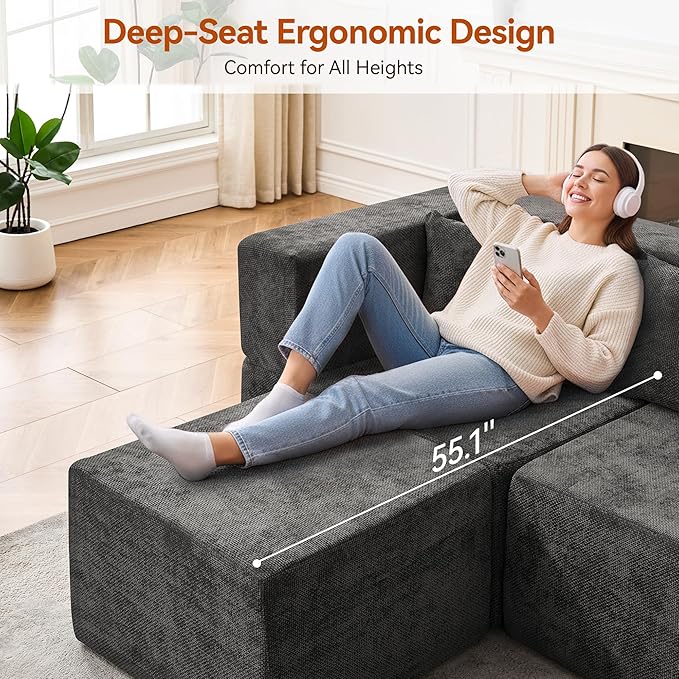 MONVANE Modular Sectional Sofa, Oversized 10 Seat Convertible U Shaped Couch