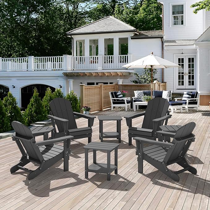 SERWALL Adirondack Table Outdoor Side Table- Gray