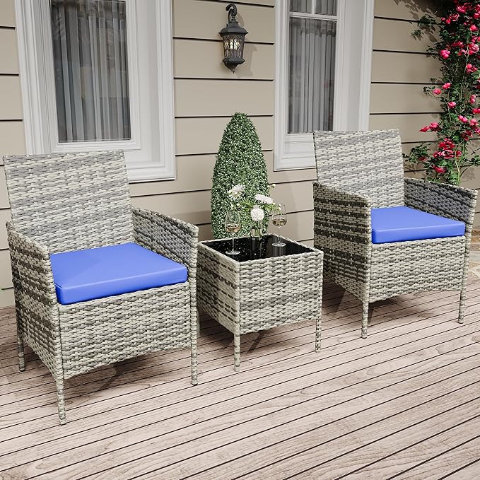 GarveeLife 3-Piece Patio Furniture Set, Rattan Outdoor Furniture