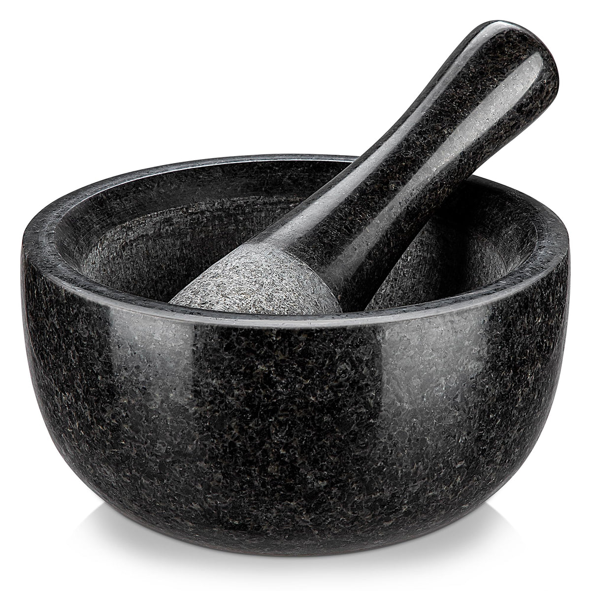 Velaze Large Mortar and Pestle Set, 100% Granite, Natural Unpolished, Herb Crusher, Spice Grinder, Stone Grinder Bowl for Making Guacamole and Pesto, 6.3 Inch Pestle and 16 oz Mortar(2 Cup)