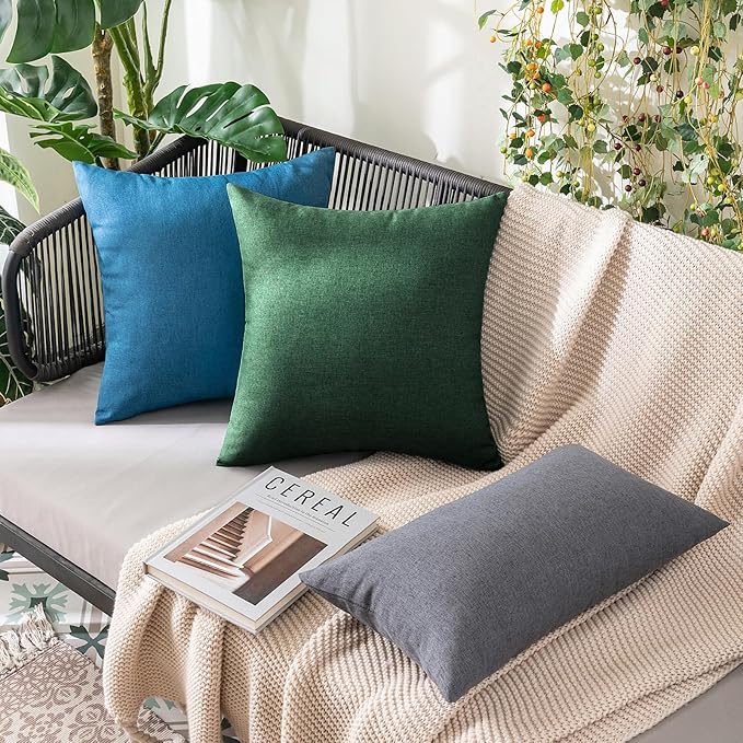 MIULEE Pack of 2 Decorative Outdoor Solid Waterproof Throw Pillow Covers Faux