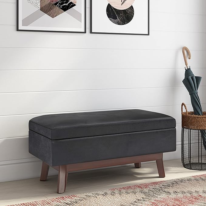 SIMPLIHOME Owen Small Rectangular Storage Ottoman